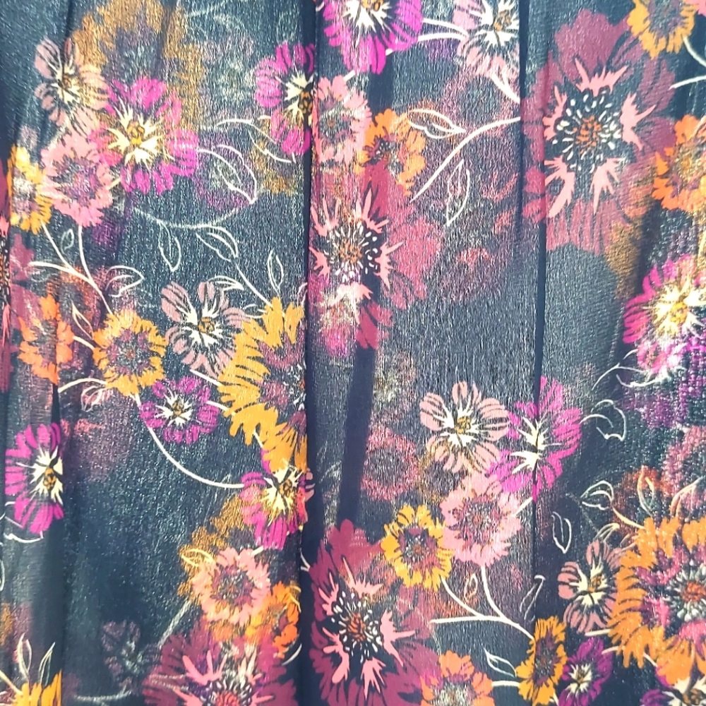 Johnny Was Workshop Multi Silk Floral Print Elastic Waist Palazzo Pant WM Sz XL - Picture 9 of 11